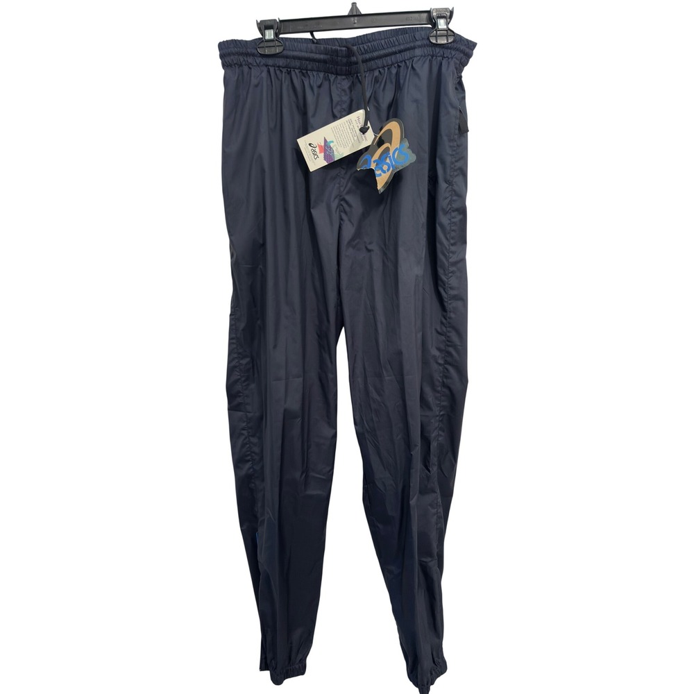 Asics Vintage Track Pants 90s Navy Blue Polyester Windbreaker XL‎ NWT MB727